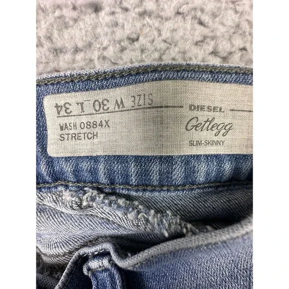 DIESEL Jeans Womens 30x34 (32) Getlegg Slim-Skinny 0884X Stretch Jeans Raw Hem - Picture 8 of 16